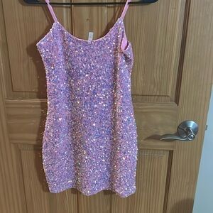 pink sparkly homecoming dress